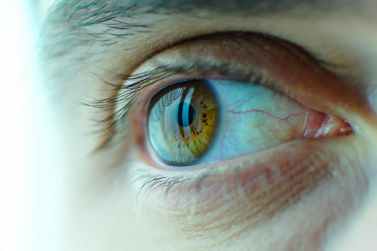 Illustration médicale d'un œil et de connexions neuronales — concept de protection de la vision par les traitements GLP-1