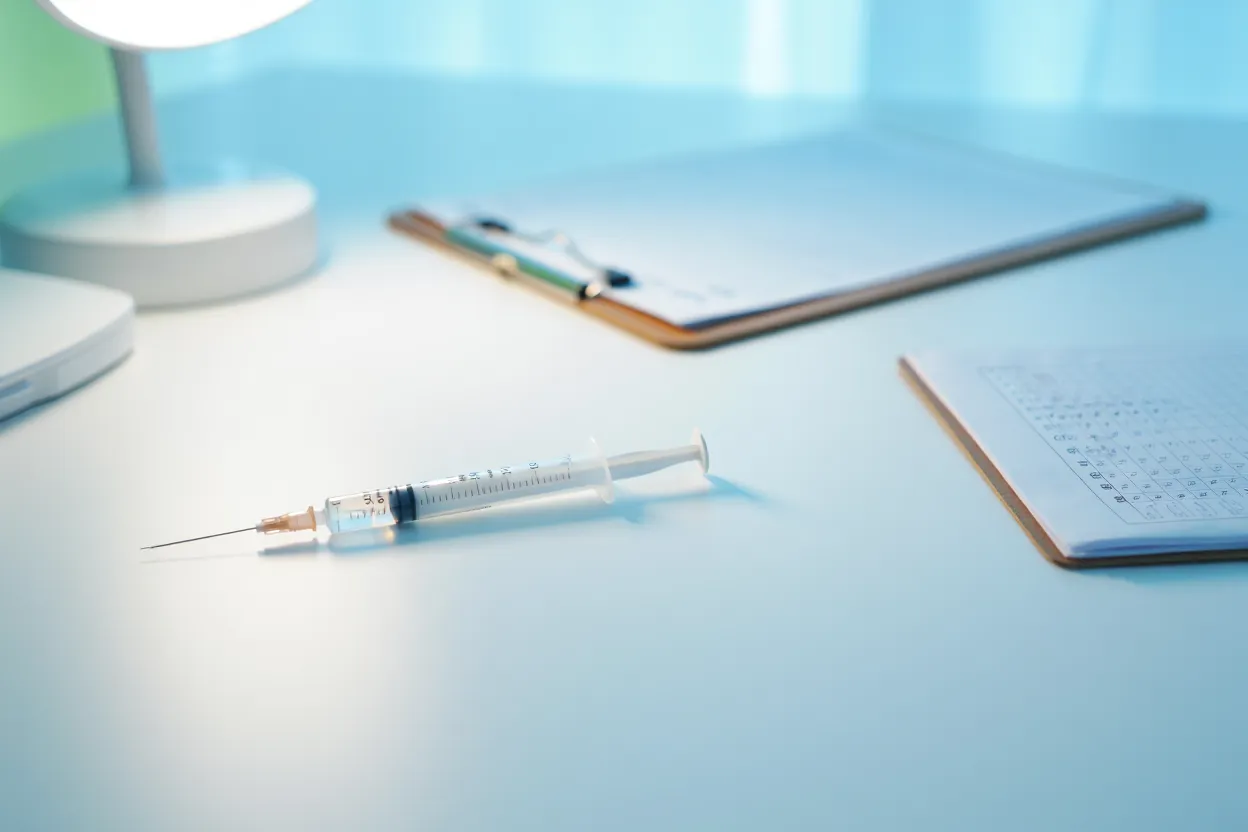 Balance médicale et stylos injecteurs — illustration des résultats variables du sémaglutide selon les patients