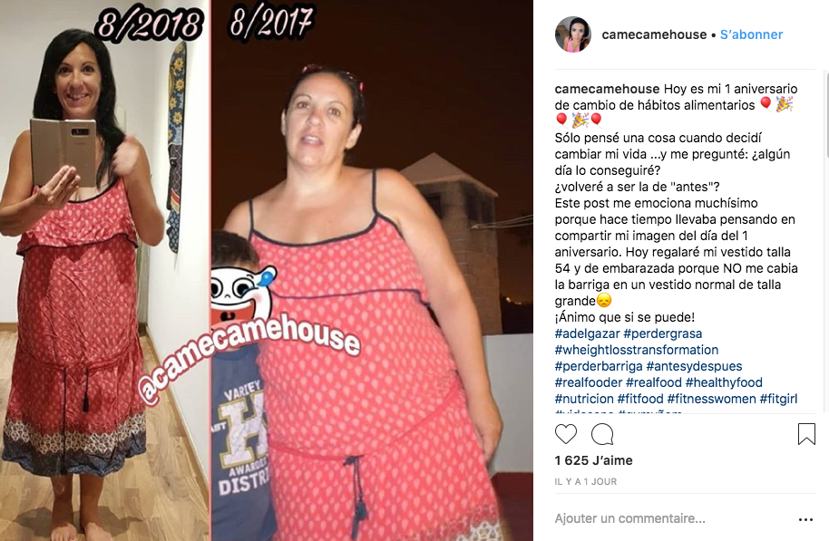 Perdez 45 kg comme cette espagnole le montre sur Instagram